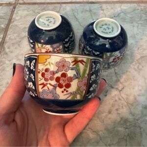Vintage Japan Arita Ware Teacup Set of 3 Antique Porcelain Japanese Fine China